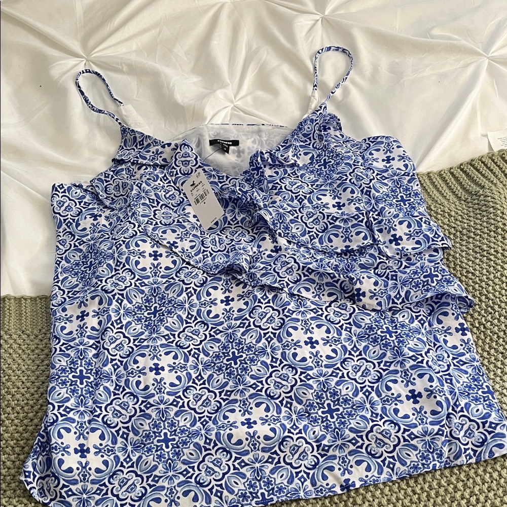 Express Blue and White Camisole Top